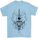Sabre Tooth Tiger Skull Sword Mens T-Shirt Cotton Gildan Light Blue