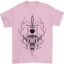 Sabre Tooth Tiger Skull Sword Mens T-Shirt Cotton Gildan Light Pink