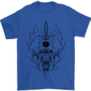 Sabre Tooth Tiger Skull Sword Mens T-Shirt Cotton Gildan Royal Blue