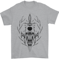 Sabre Tooth Tiger Skull Sword Mens T-Shirt Cotton Gildan Sports Grey