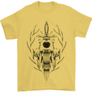 Sabre Tooth Tiger Skull Sword Mens T-Shirt Cotton Gildan Yellow