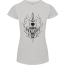 Sabre Tooth Tiger Skull Sword Womens Petite Cut T-Shirt Sports Grey