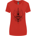 Sabre Tooth Tiger Skull Sword Womens Wider Cut T-Shirt Red