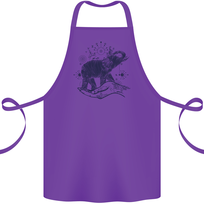 Sacral Style Elephant Meditation Tattoo Art Cotton Apron 100% Organic Purple