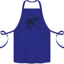 Sacral Style Elephant Meditation Tattoo Art Cotton Apron 100% Organic Royal Blue