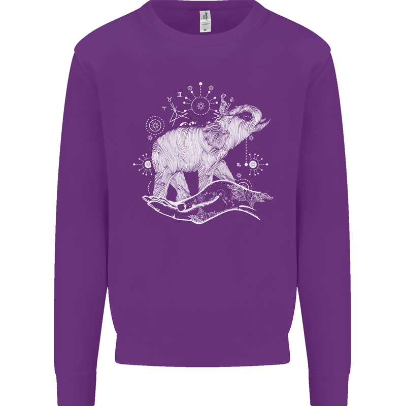Sacral Style Elephant Meditation Tattoo Art Kids Sweatshirt Jumper Purple