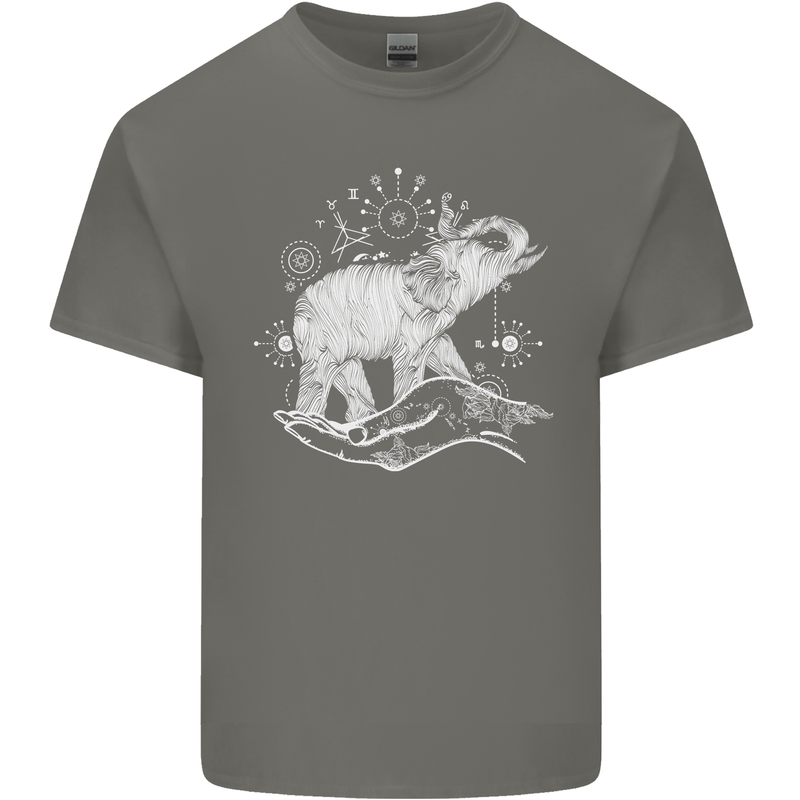 Sacral Style Elephant Meditation Tattoo Art Kids T-Shirt Childrens Charcoal