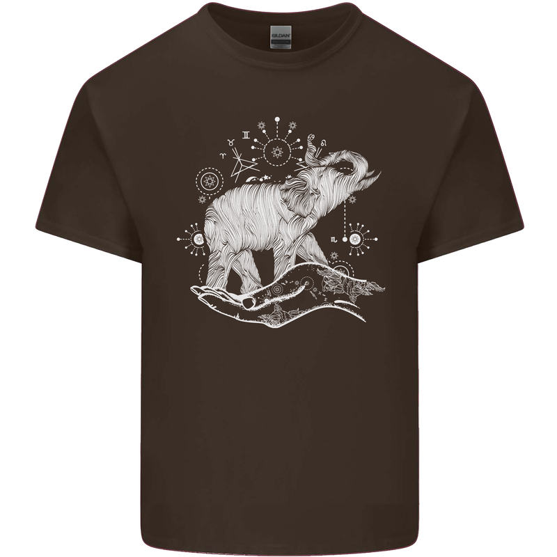 Sacral Style Elephant Meditation Tattoo Art Kids T-Shirt Childrens Chocolate