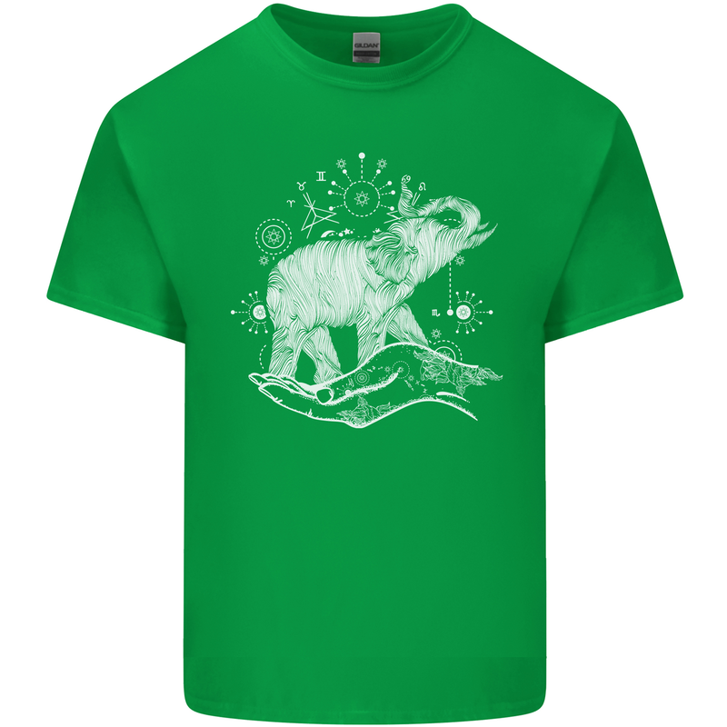 Sacral Style Elephant Meditation Tattoo Art Kids T-Shirt Childrens Irish Green