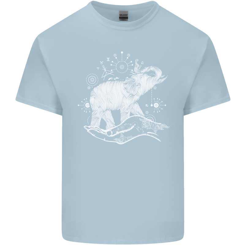Sacral Style Elephant Meditation Tattoo Art Kids T-Shirt Childrens Light Blue
