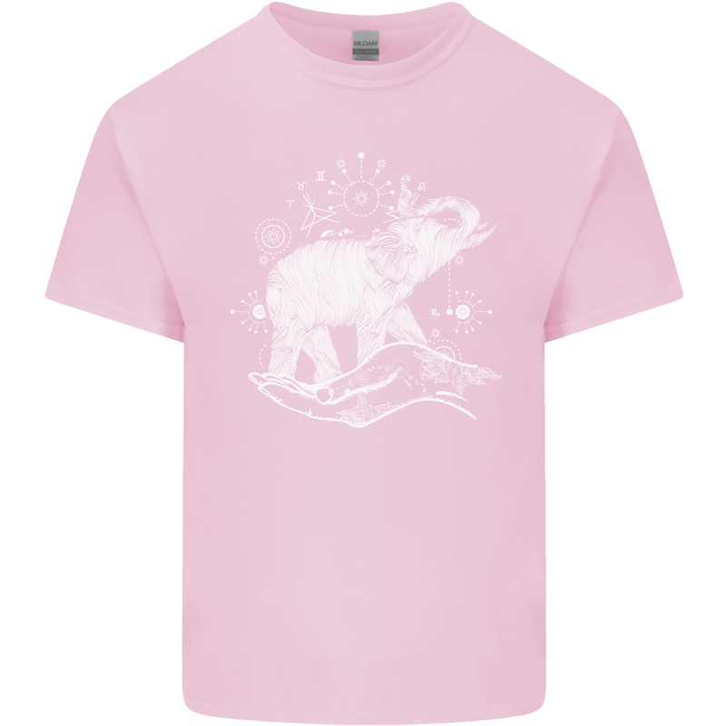 Sacral Style Elephant Meditation Tattoo Art Kids T-Shirt Childrens Light Pink