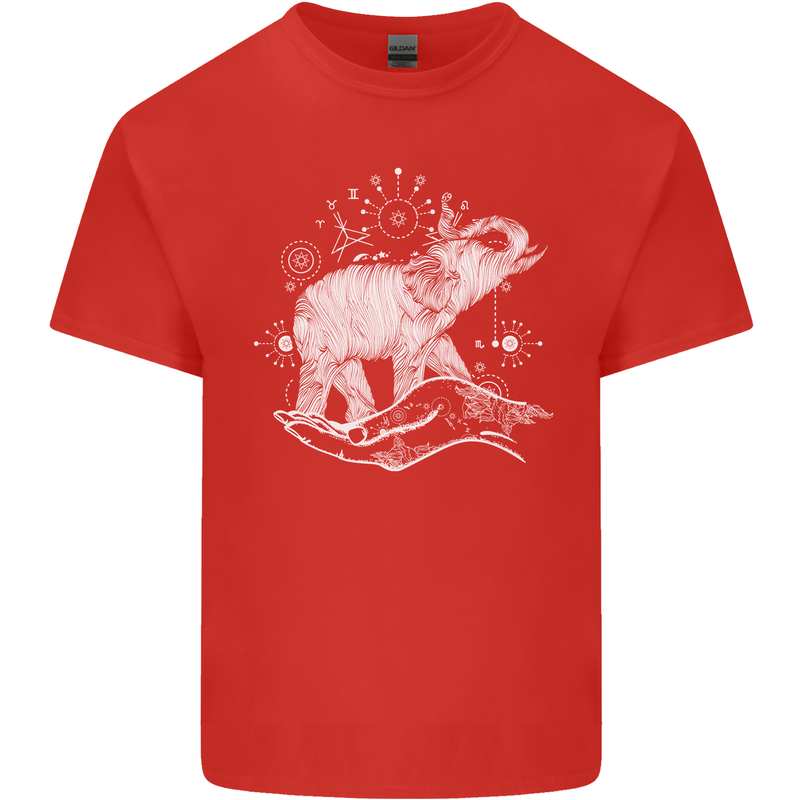 Sacral Style Elephant Meditation Tattoo Art Kids T-Shirt Childrens Red
