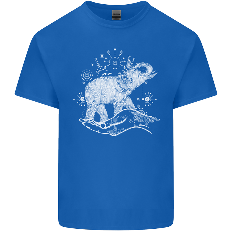 Sacral Style Elephant Meditation Tattoo Art Kids T-Shirt Childrens Royal Blue