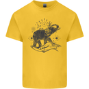 Sacral Style Elephant Meditation Tattoo Art Kids T-Shirt Childrens Yellow