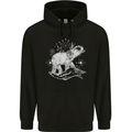 Sacral Style Elephant Meditation Tattoo Art Mens 80% Cotton Hoodie Black