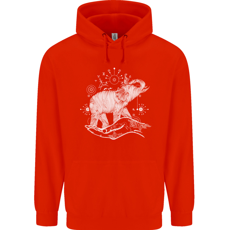Sacral Style Elephant Meditation Tattoo Art Mens 80% Cotton Hoodie Bright Red