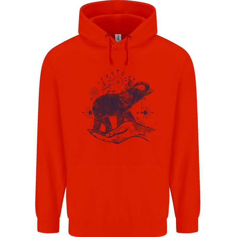 Sacral Style Elephant Meditation Tattoo Art Mens 80% Cotton Hoodie Bright Red