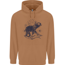 Sacral Style Elephant Meditation Tattoo Art Mens 80% Cotton Hoodie Caramel Latte