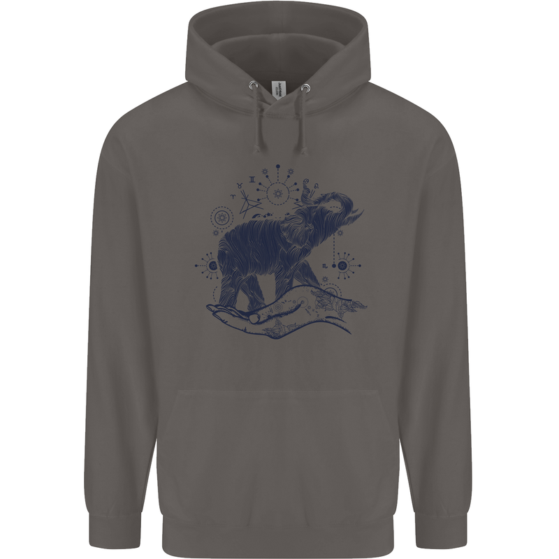 Sacral Style Elephant Meditation Tattoo Art Mens 80% Cotton Hoodie Charcoal
