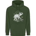 Sacral Style Elephant Meditation Tattoo Art Mens 80% Cotton Hoodie Forest Green