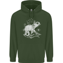 Sacral Style Elephant Meditation Tattoo Art Mens 80% Cotton Hoodie Forest Green