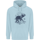 Sacral Style Elephant Meditation Tattoo Art Mens 80% Cotton Hoodie Light Blue