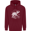 Sacral Style Elephant Meditation Tattoo Art Mens 80% Cotton Hoodie Maroon