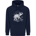 Sacral Style Elephant Meditation Tattoo Art Mens 80% Cotton Hoodie Navy Blue