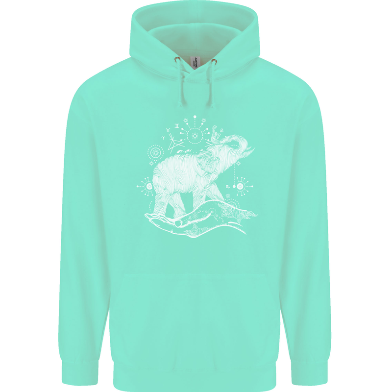 Sacral Style Elephant Meditation Tattoo Art Mens 80% Cotton Hoodie Peppermint