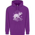 Sacral Style Elephant Meditation Tattoo Art Mens 80% Cotton Hoodie Purple