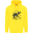 Sacral Style Elephant Meditation Tattoo Art Mens 80% Cotton Hoodie Yellow