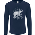 Sacral Style Elephant Meditation Tattoo Art Mens Long Sleeve T-Shirt Navy Blue