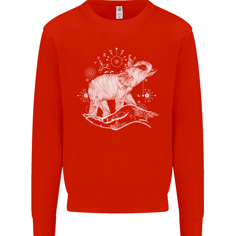 Sacral Style Elephant Meditation Tattoo Art Mens Sweatshirt Jumper Bright Red