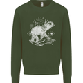 Sacral Style Elephant Meditation Tattoo Art Mens Sweatshirt Jumper Forest Green