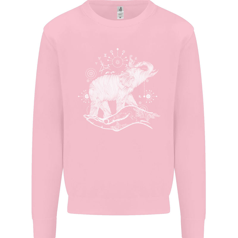 Sacral Style Elephant Meditation Tattoo Art Mens Sweatshirt Jumper Light Pink