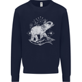 Sacral Style Elephant Meditation Tattoo Art Mens Sweatshirt Jumper Navy Blue