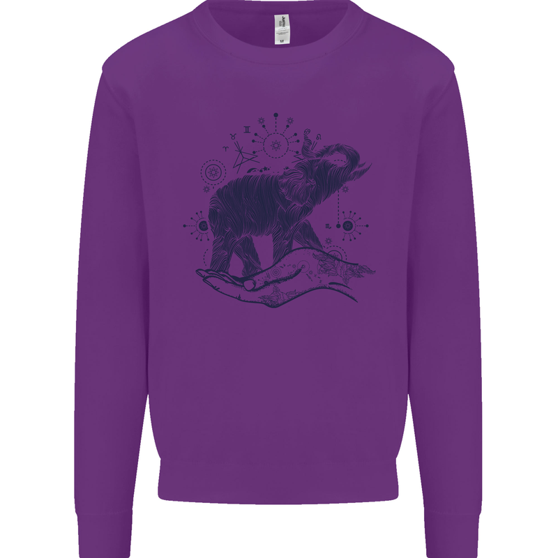 Sacral Style Elephant Meditation Tattoo Art Mens Sweatshirt Jumper Purple