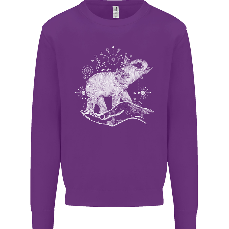 Sacral Style Elephant Meditation Tattoo Art Mens Sweatshirt Jumper Purple