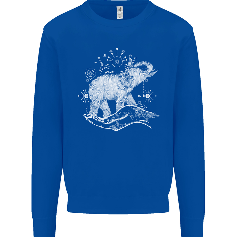 Sacral Style Elephant Meditation Tattoo Art Mens Sweatshirt Jumper Royal Blue