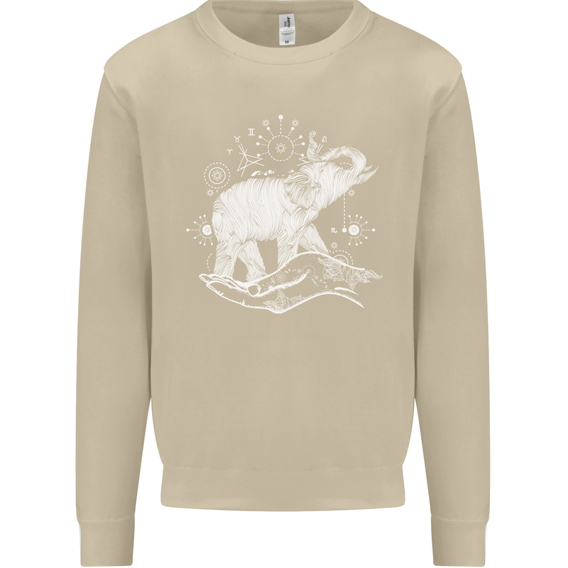Sacral Style Elephant Meditation Tattoo Art Mens Sweatshirt Jumper Sand