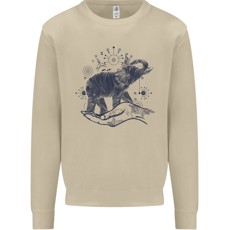 Sacral Style Elephant Meditation Tattoo Art Mens Sweatshirt Jumper Sand