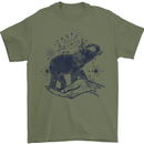 Sacral Style Elephant Meditation Tattoo Art Mens T-Shirt Cotton Gildan Military Green