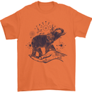 Sacral Style Elephant Meditation Tattoo Art Mens T-Shirt Cotton Gildan Orange