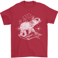 Sacral Style Elephant Meditation Tattoo Art Mens T-Shirt Cotton Gildan Red