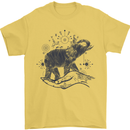 Sacral Style Elephant Meditation Tattoo Art Mens T-Shirt Cotton Gildan Yellow