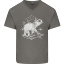 Sacral Style Elephant Meditation Tattoo Art Mens V-Neck Cotton T-Shirt Charcoal