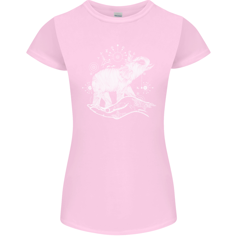 Sacral Style Elephant Meditation Tattoo Art Womens Petite Cut T-Shirt Light Pink