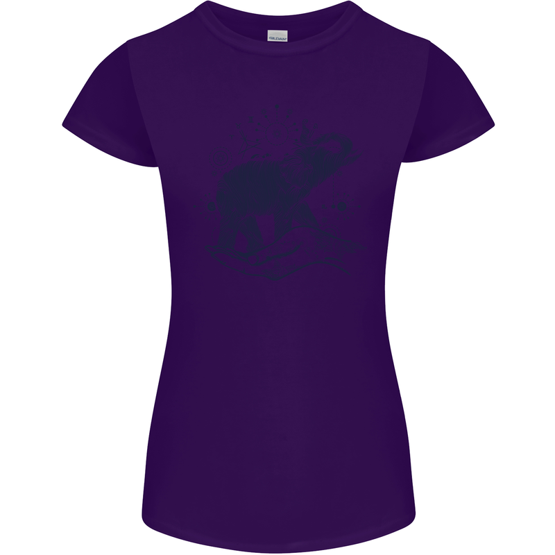 Sacral Style Elephant Meditation Tattoo Art Womens Petite Cut T-Shirt Purple