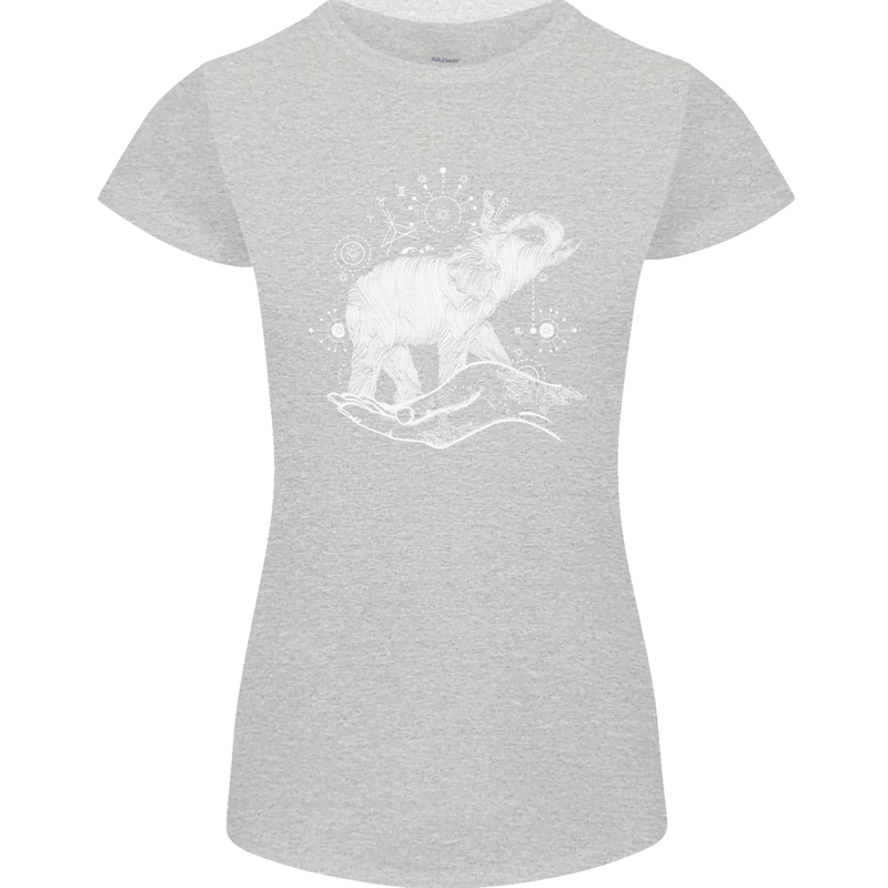 Sacral Style Elephant Meditation Tattoo Art Womens Petite Cut T-Shirt Sports Grey