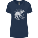 Sacral Style Elephant Meditation Tattoo Art Womens Wider Cut T-Shirt Navy Blue